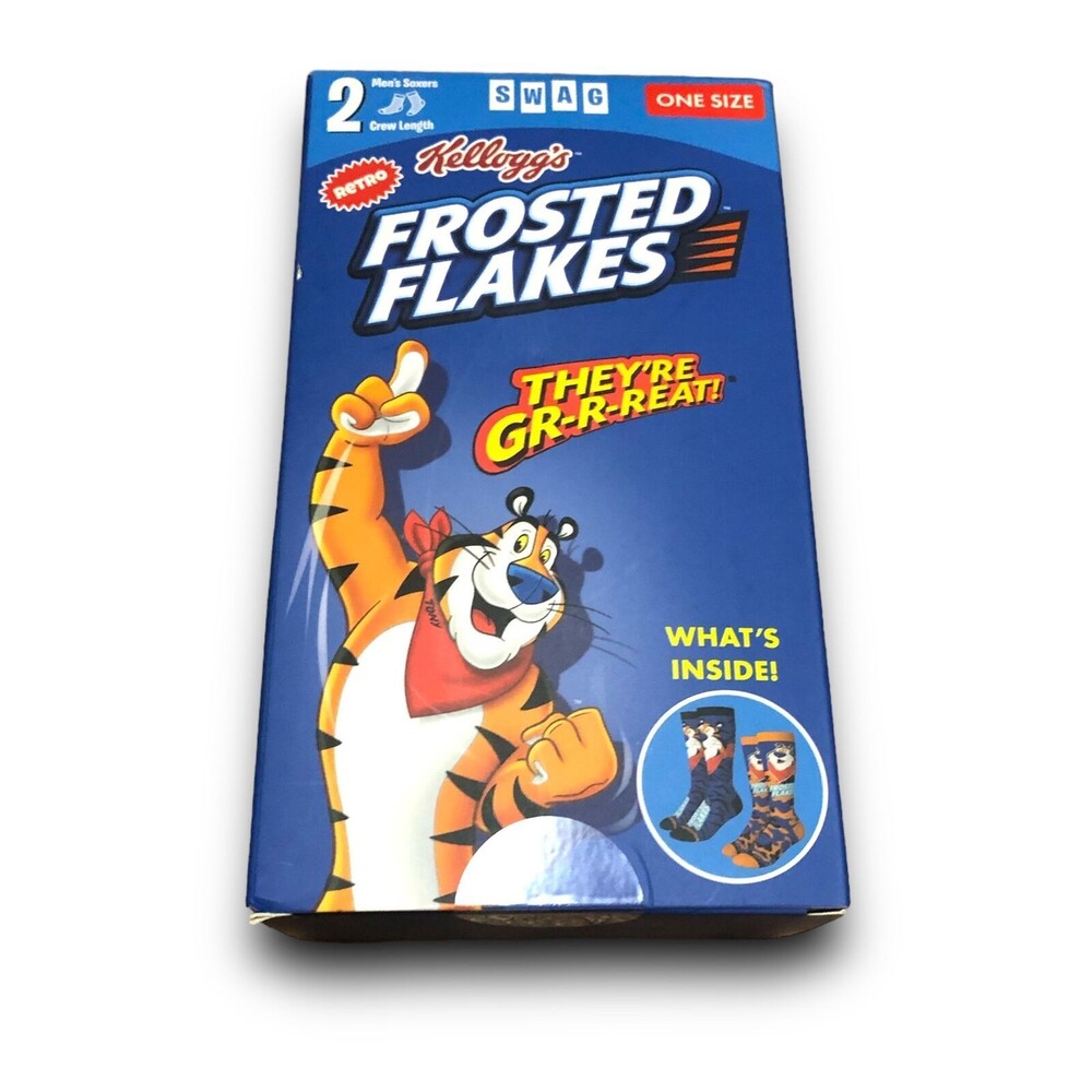 Swag Kellogg's Frosted Flakes Cereal Retro Men's Crew Socks (2 Pairs) (8-13)